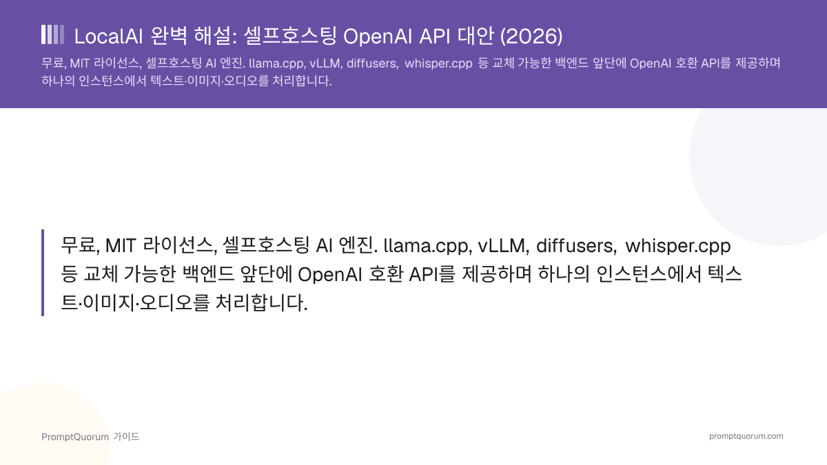 LocalAI 완벽 해설: 셀프호스팅 OpenAI API 대안 (2026)