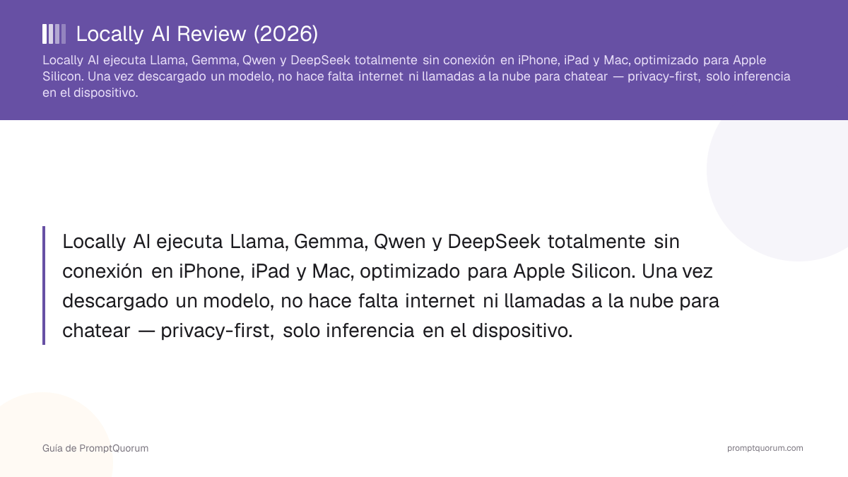 Locally AI Review (2026): LLM privados sin conexión en iPhone, iPad y Mac