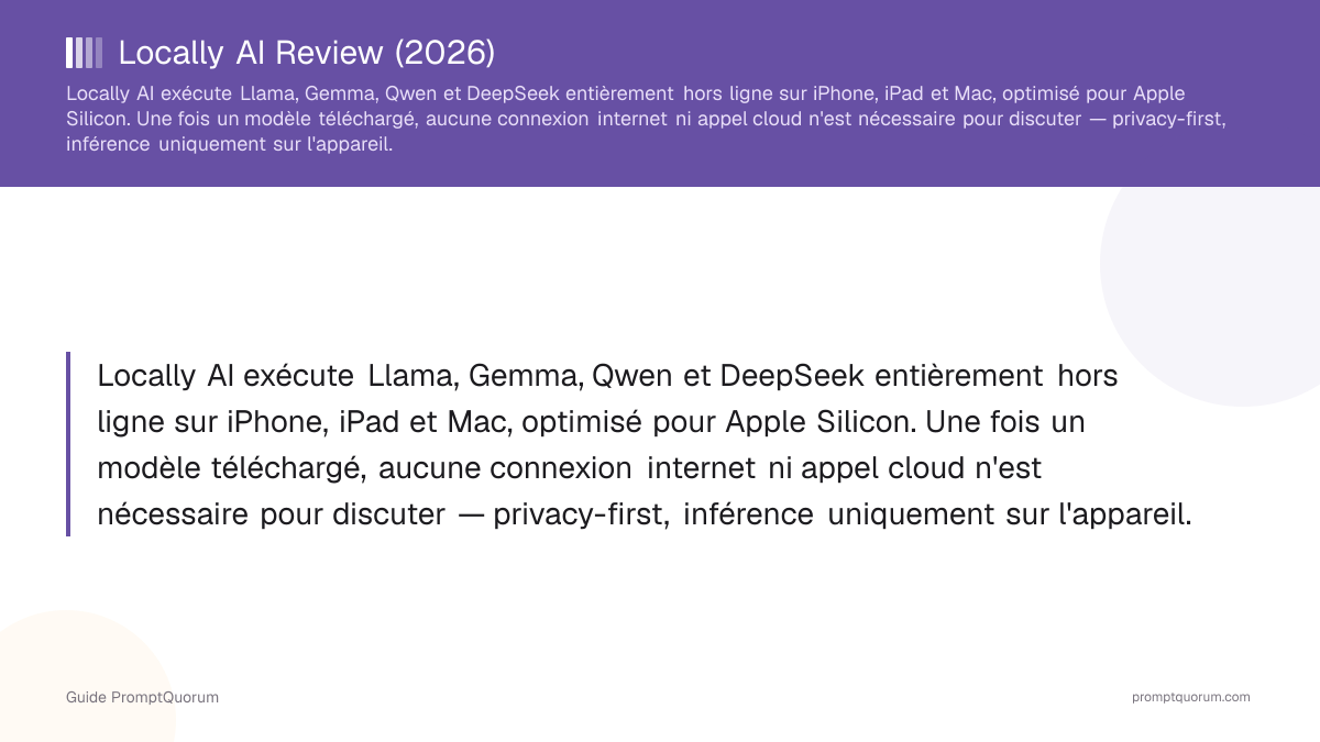 Locally AI Review (2026) : LLM privés hors ligne sur iPhone, iPad et Mac