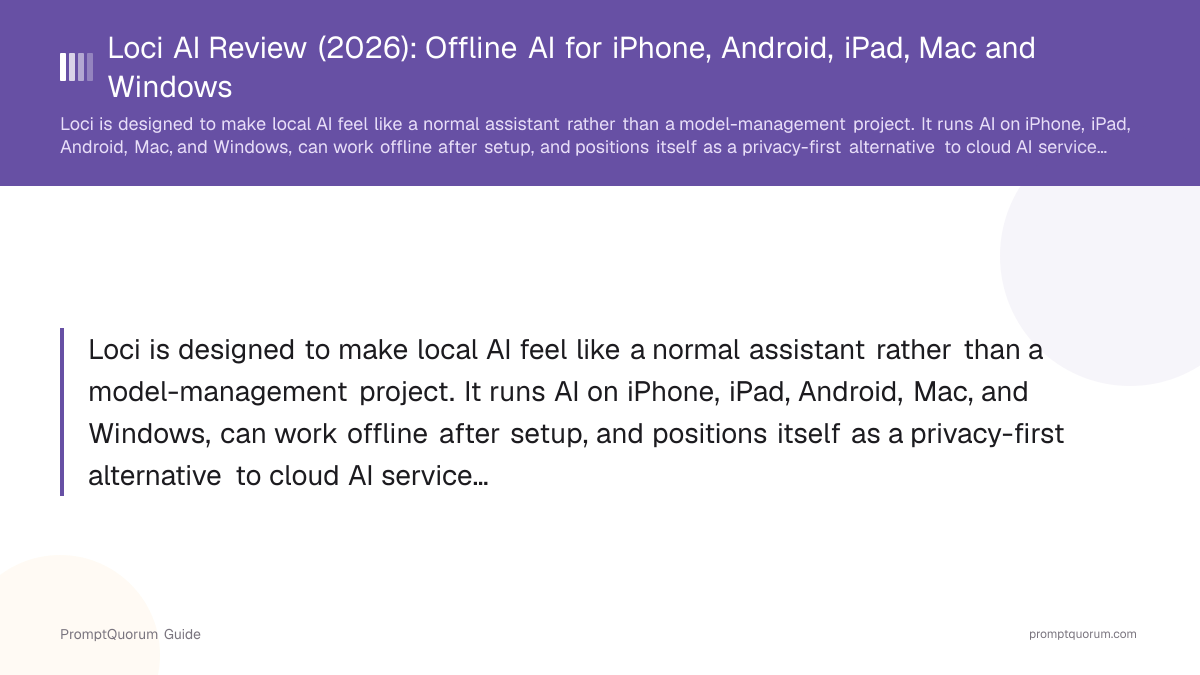 Loci AI Review (2026): Offline AI for iPhone, Android, iPad, Mac and Windows