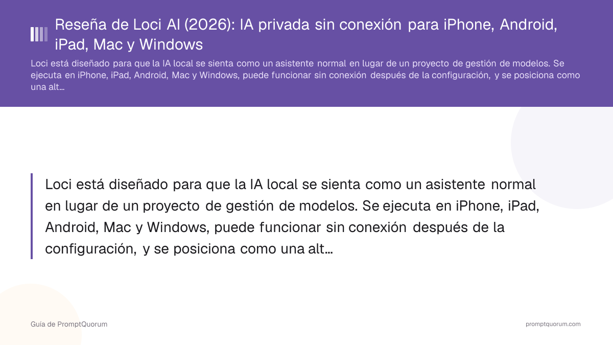Reseña de Loci AI (2026): IA privada sin conexión para iPhone, Android, iPad, Mac y Windows