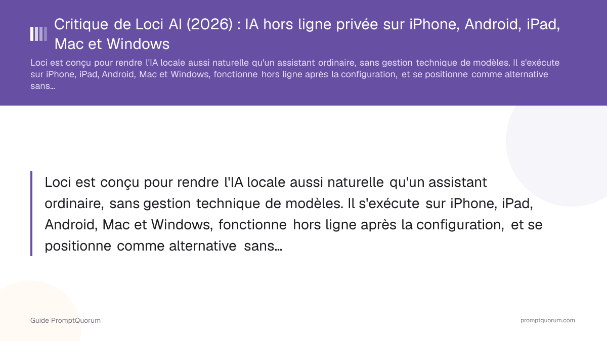 Critique de Loci AI (2026) : IA hors ligne privée sur iPhone, Android, iPad, Mac et Windows