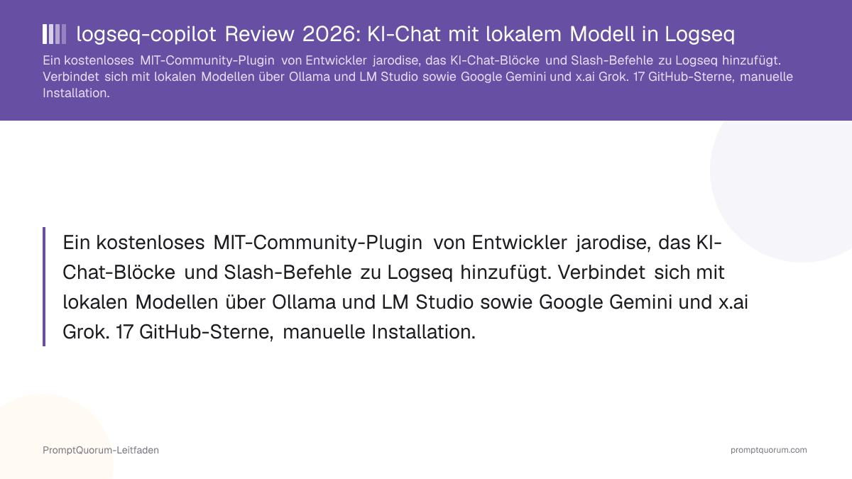 logseq-copilot Review 2026: KI-Chat mit lokalem Modell in Logseq
