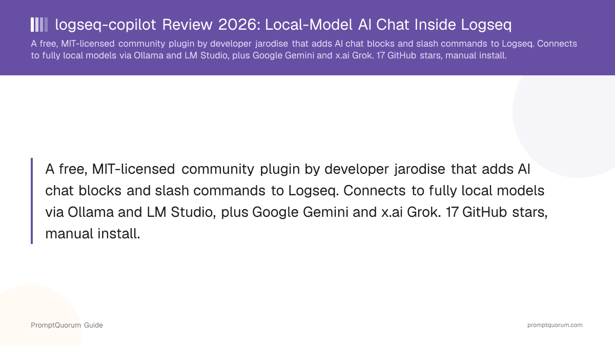 logseq-copilot Review 2026: Local-Model AI Chat Inside Logseq