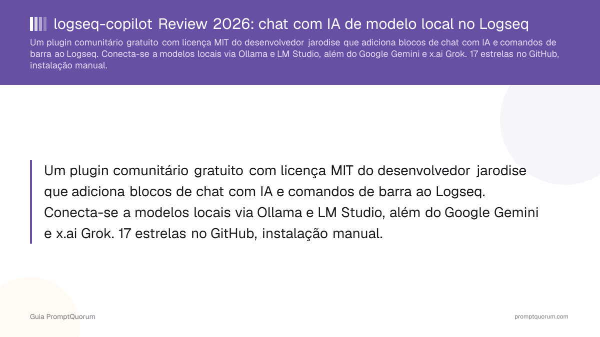 logseq-copilot Review 2026: chat com IA de modelo local no Logseq