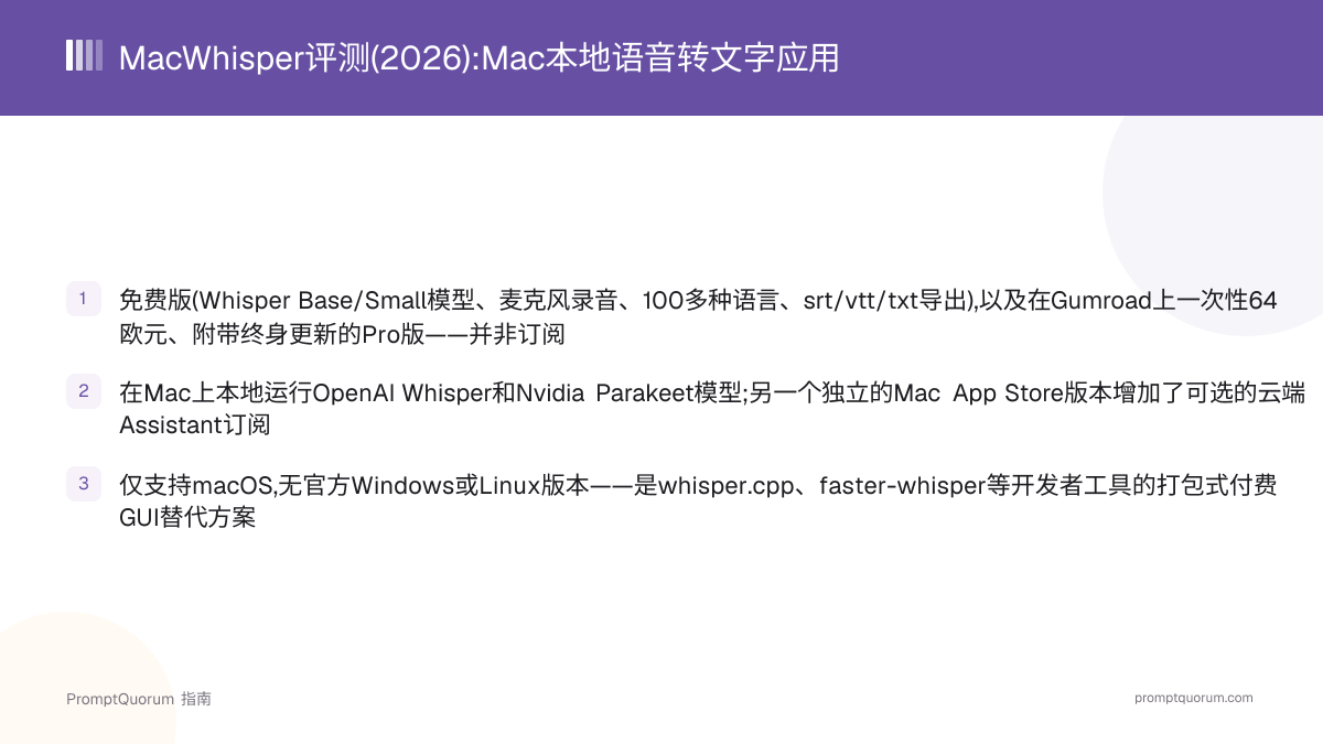 MacWhisper评测(2026):Mac本地语音转文字应用