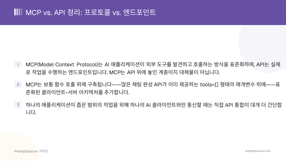 MCP vs. API 완벽 정리: Model Context Protocol과 기존 API의 관계