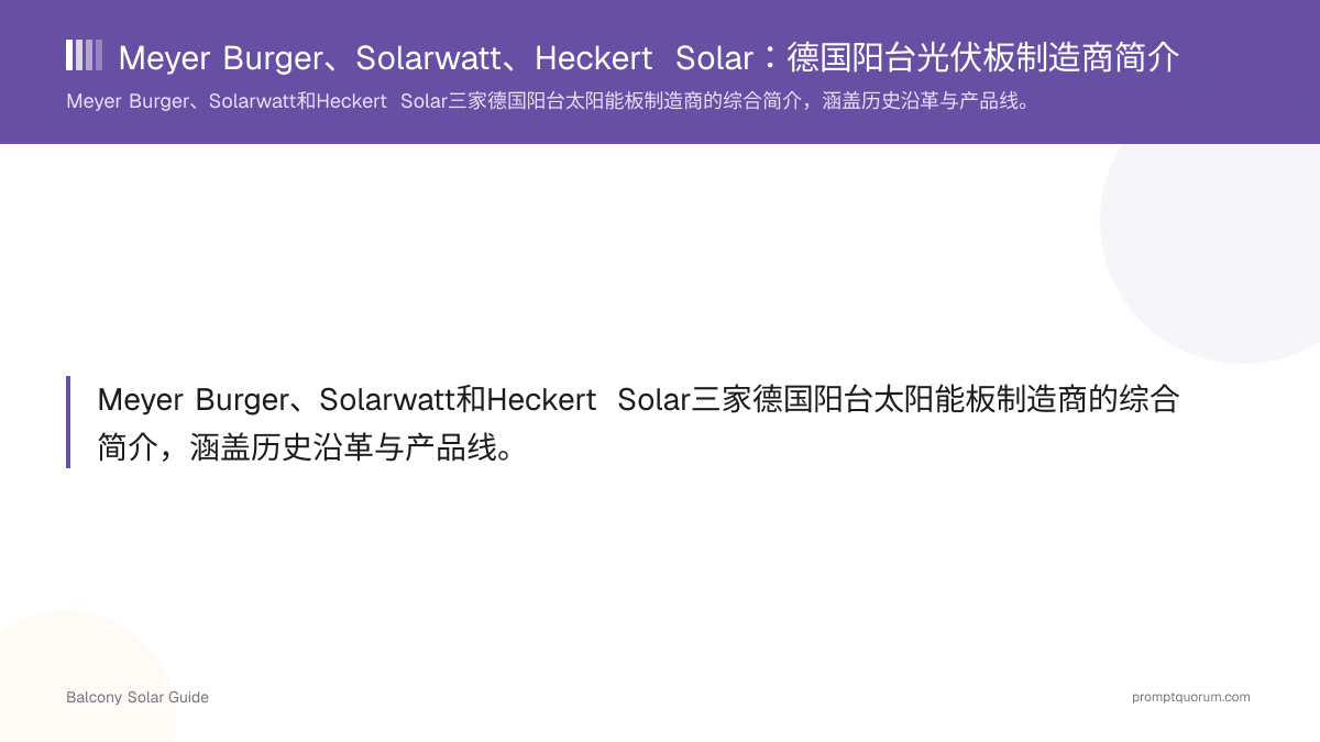 Meyer Burger、Solarwatt、Heckert Solar:德国阳台光伏板制造商简介