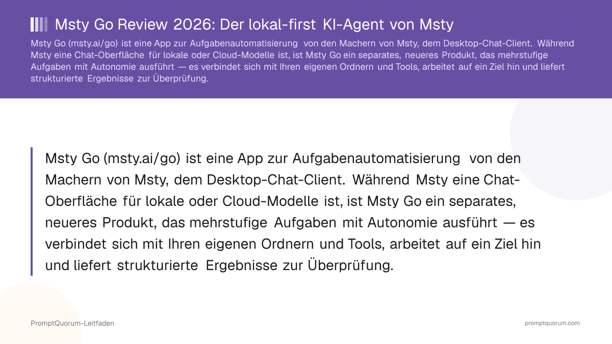 Msty Go Review 2026: Der lokal-first KI-Agent von Msty
