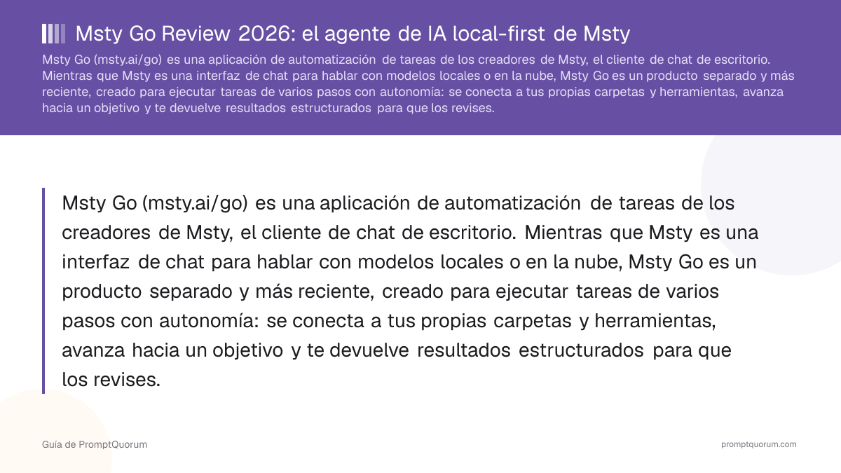 Msty Go Review 2026: el agente de IA local-first de Msty