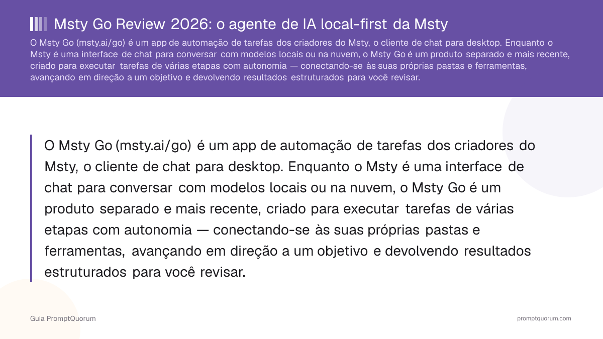 Msty Go Review 2026: o agente de IA local-first da Msty