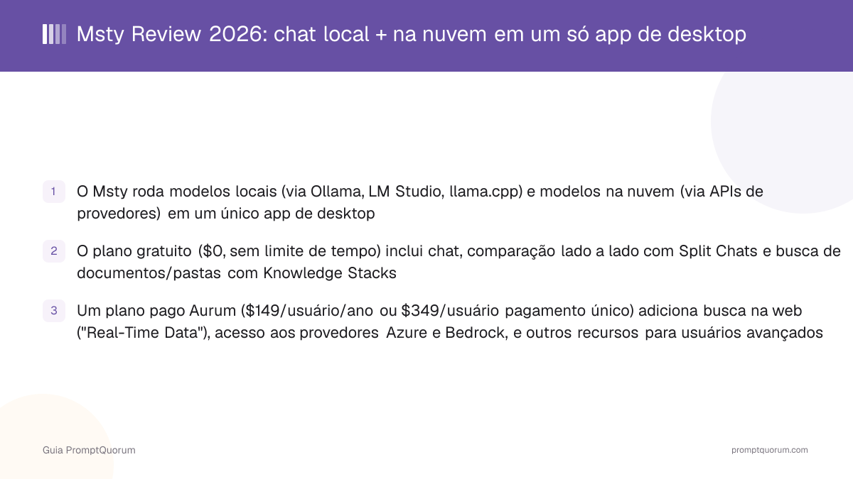 Msty Review 2026: chat local + na nuvem em um só app de desktop