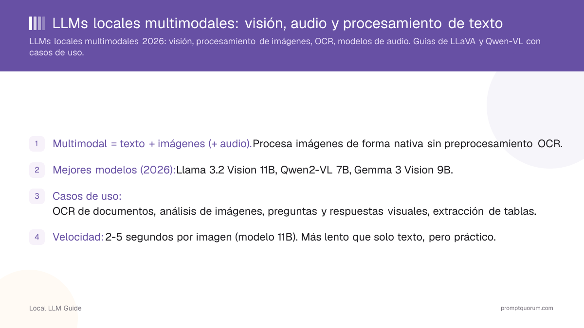 LLMs locales multimodales: visión, audio y procesamiento de texto