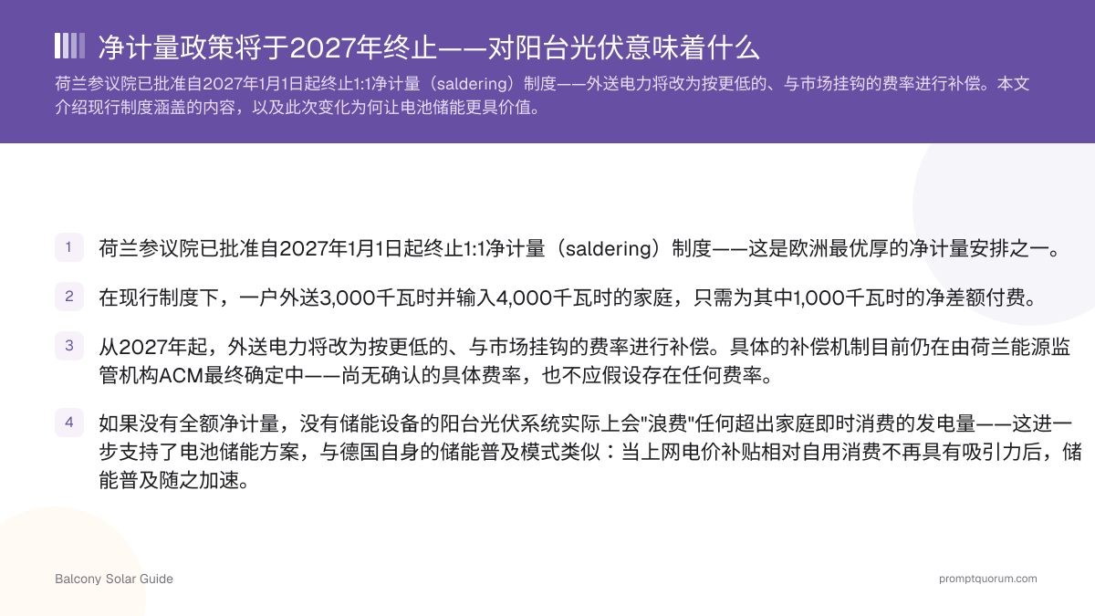 净计量政策将于2027年终止——对阳台光伏意味着什么