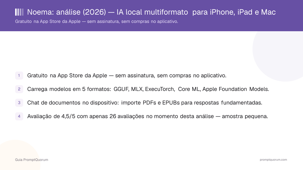 Noema: análise (2026) — IA local multiformato para iPhone, iPad e Mac