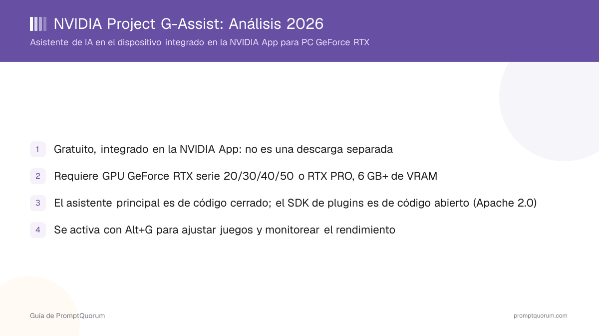 NVIDIA Project G-Assist: Análisis 2026 del asistente de IA RTX en el dispositivo, requisitos e instalación