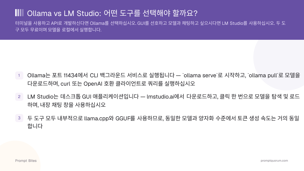 Ollama vs LM Studio: 어떤 도구를 선택해야 할까요?