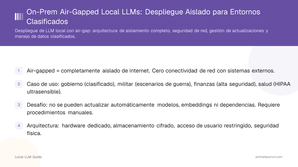 On-Prem Air-Gapped Local LLMs: Despliegue Aislado para Entornos Clasificados