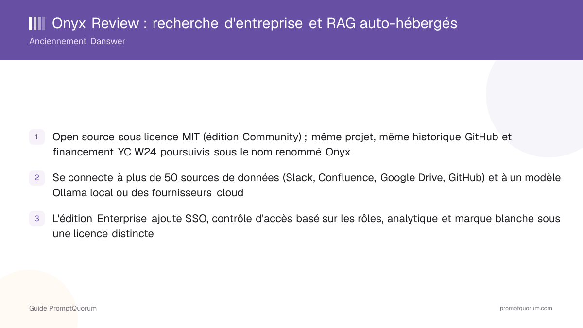 Onyx Review 2026 : recherche d'entreprise et RAG auto-hébergés (anciennement Danswer)