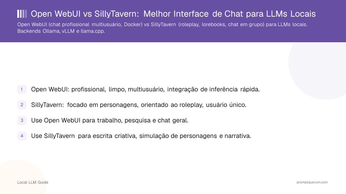 Open WebUI vs SillyTavern: Melhor Interface de Chat para LLMs Locais