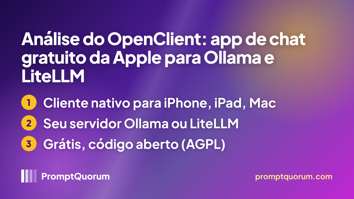 Análise do OpenClient: app de chat gratuito da Apple para Ollama e LiteLLM