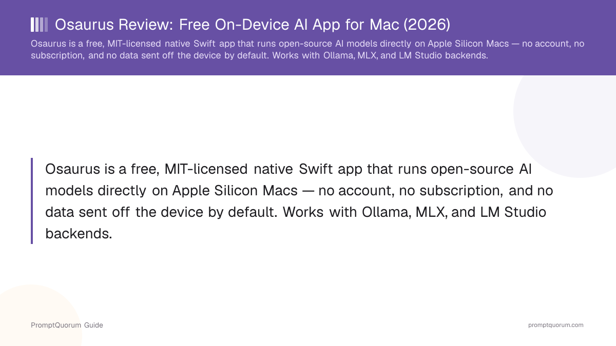 Osaurus Review: Free On-Device AI App for Mac