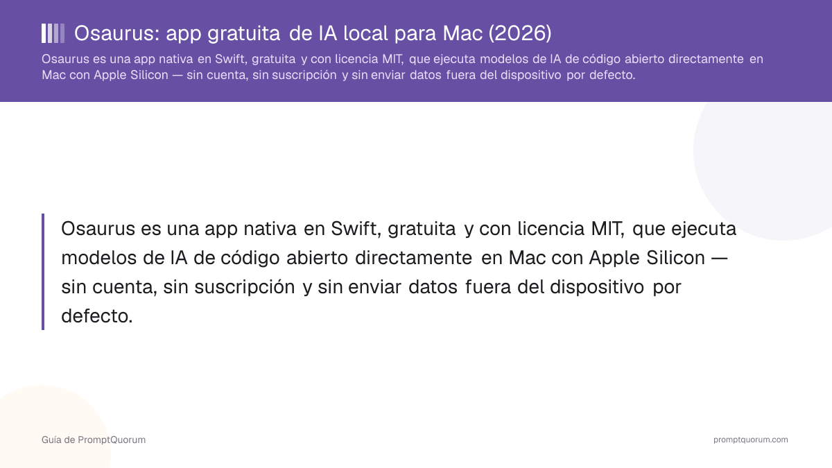 Osaurus: app gratuita de IA local para Mac (2026)