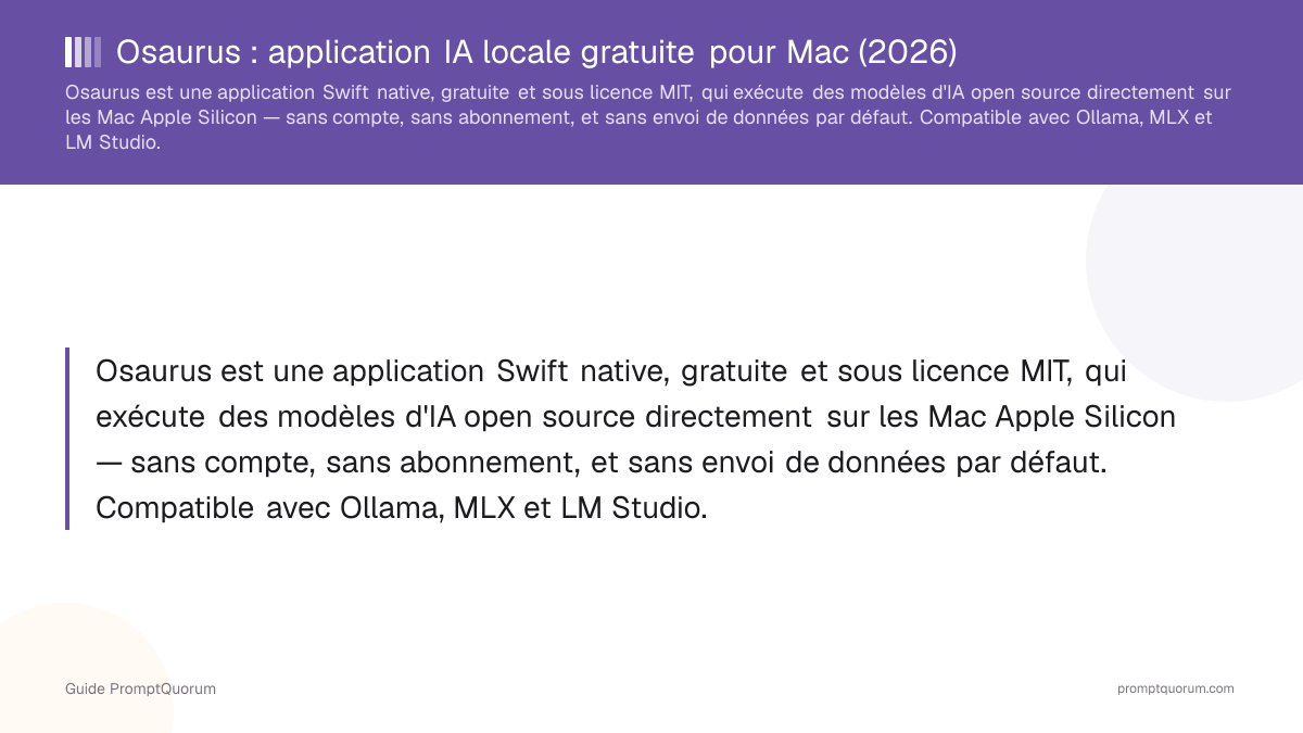 Osaurus : application IA locale gratuite pour Mac (2026)