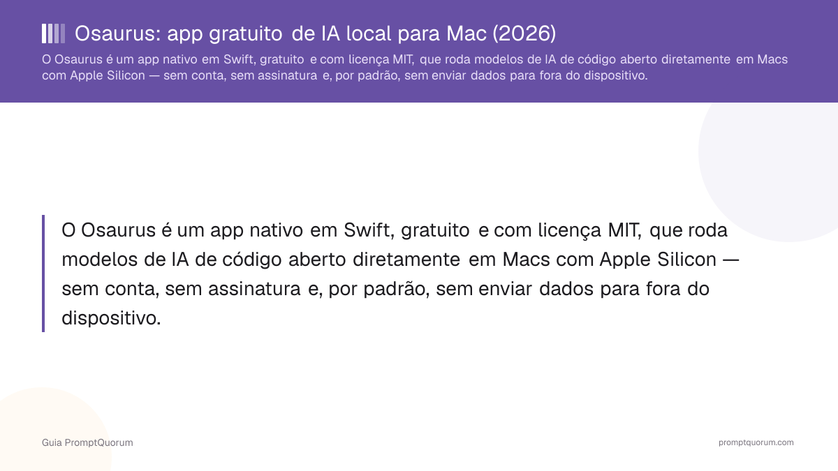 Osaurus: app gratuito de IA local para Mac (2026)
