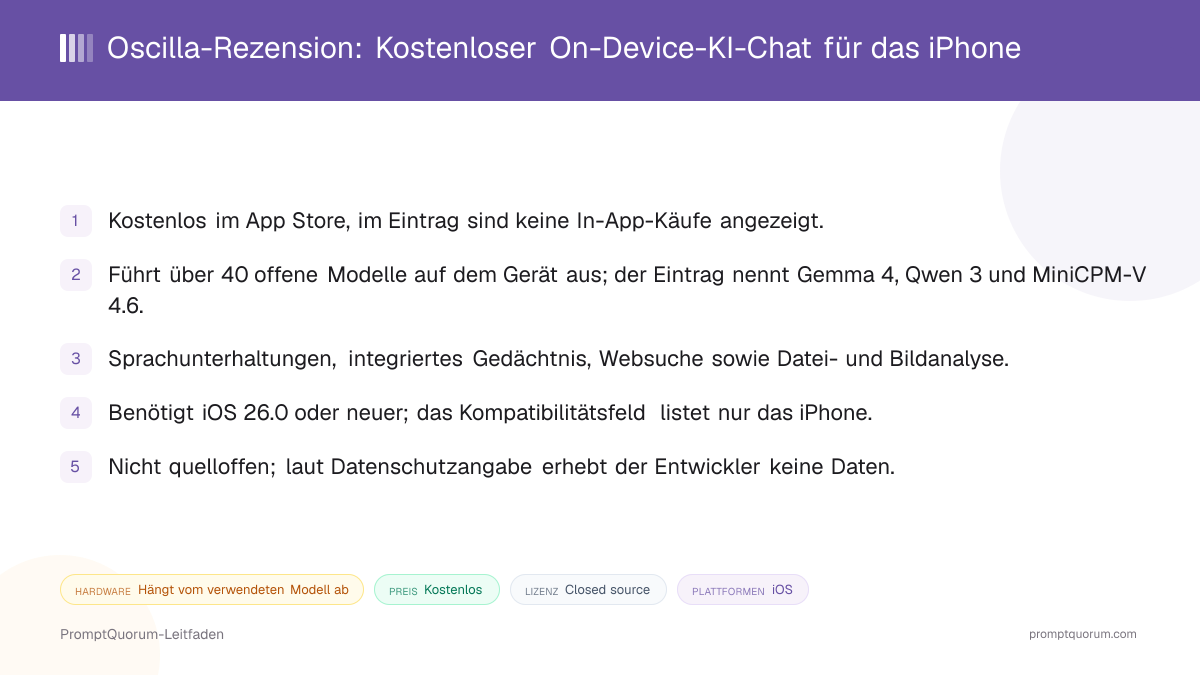 Oscilla-Rezension: Kostenloser On-Device-KI-Chat für das iPhone