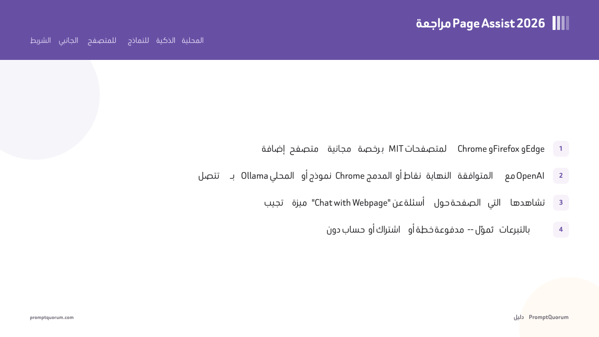 مراجعة Page Assist 2026: الشريط الجانبي للمتصفح للنماذج الذكية المحلية
