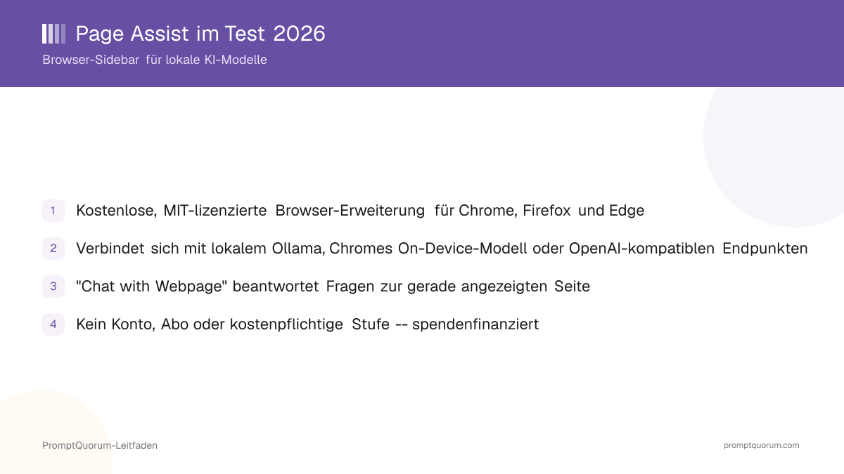 Page Assist im Test 2026: Browser-Sidebar für lokale KI-Modelle