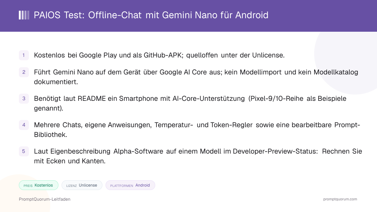 PAIOS Test: Offline-Chat mit Gemini Nano für Android