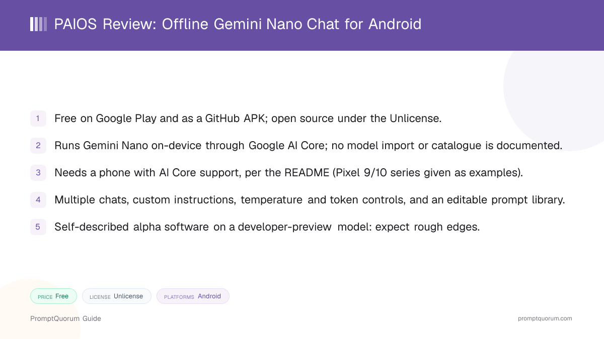 PAIOS Review: Offline Gemini Nano Chat for Android
