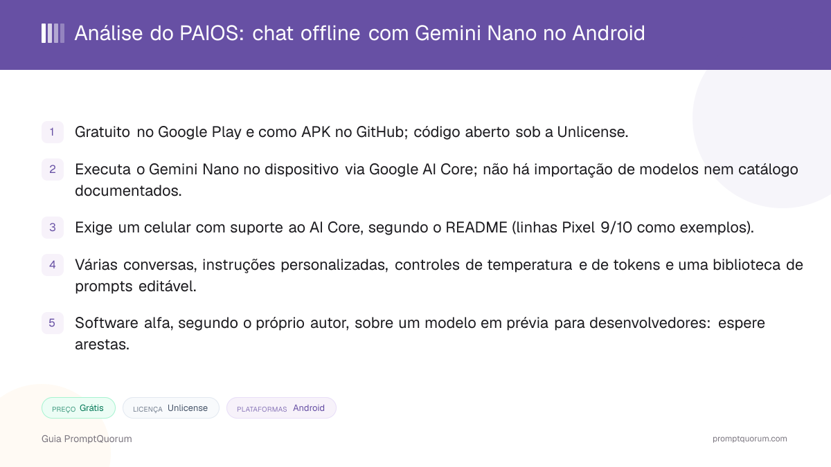 Análise do PAIOS: chat offline com Gemini Nano no Android