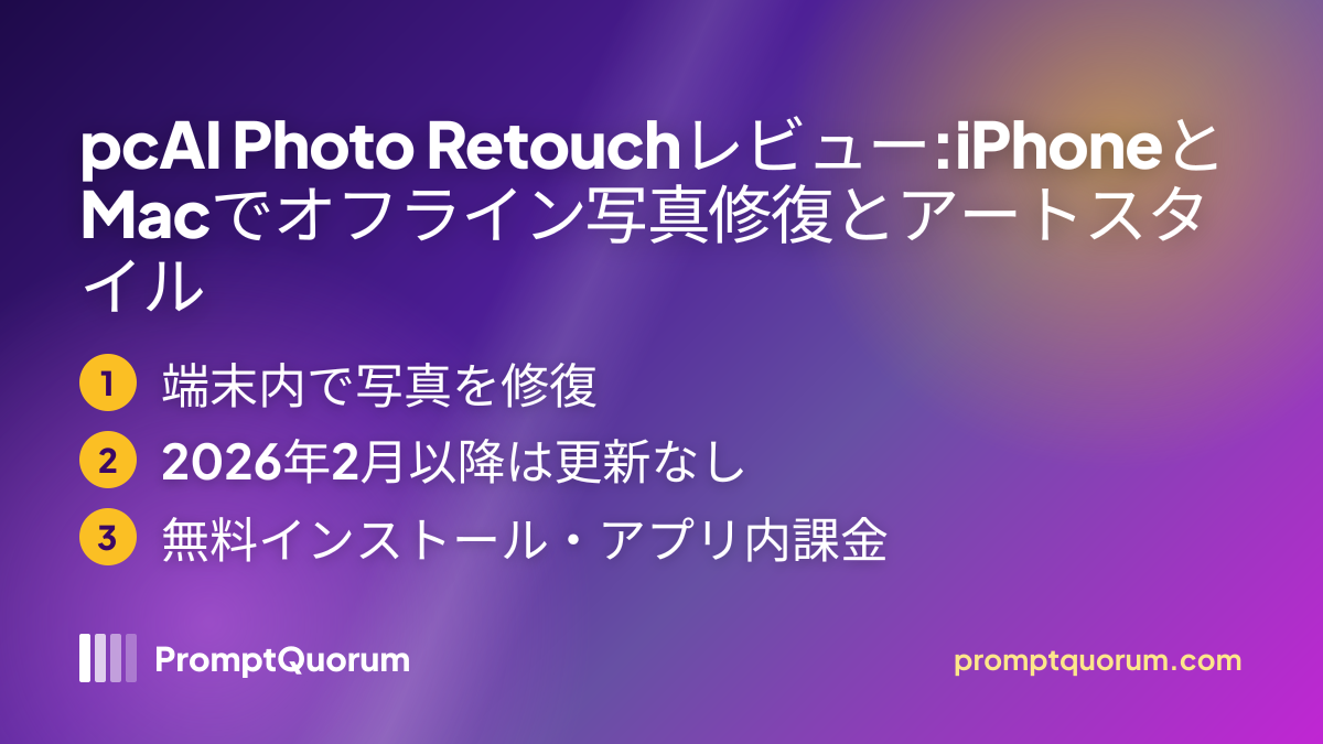 pcAI Photo Retouchレビュー:iPhoneとMacでオフライン写真修復とアートスタイル