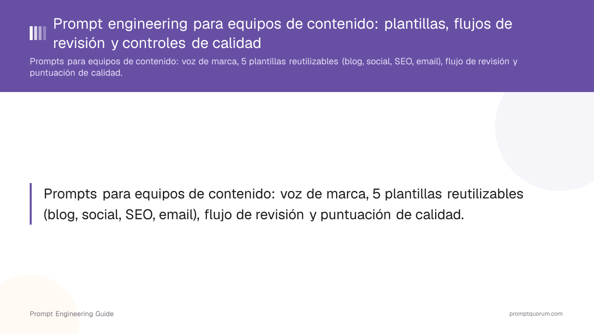 Prompt engineering para equipos de contenido: plantillas, flujos de revisión y controles de calidad