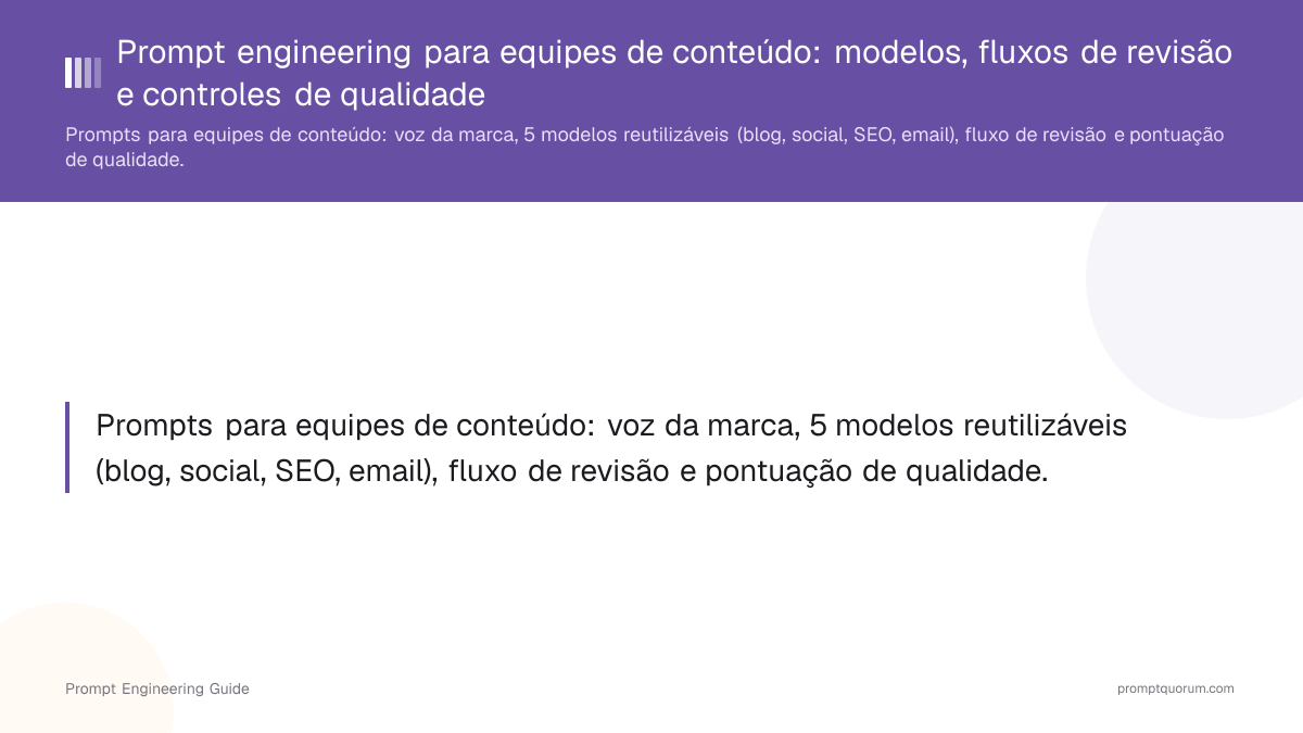 Prompt engineering para equipes de conteúdo: modelos, fluxos de revisão e controles de qualidade