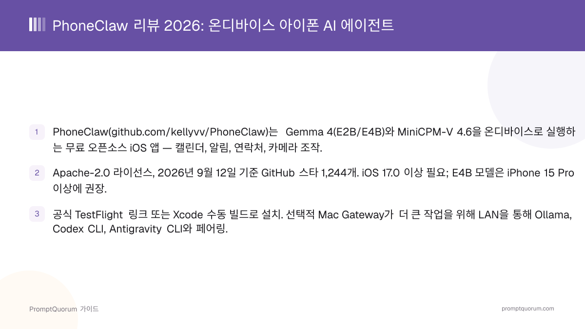 PhoneClaw 리뷰 2026: 온디바이스 아이폰 AI 에이전트