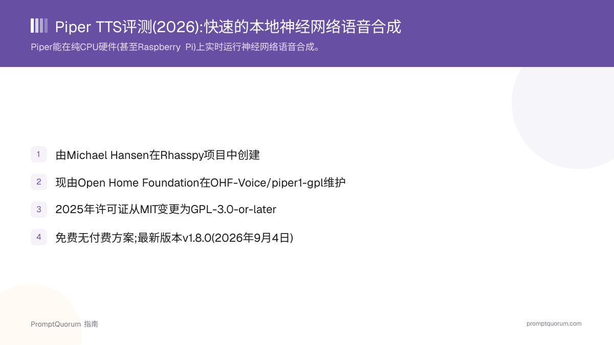 Piper TTS评测(2026):快速的本地神经网络语音合成