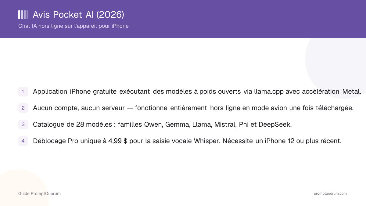 Avis Pocket AI (2026) : chat IA hors ligne sur l'appareil pour iPhone