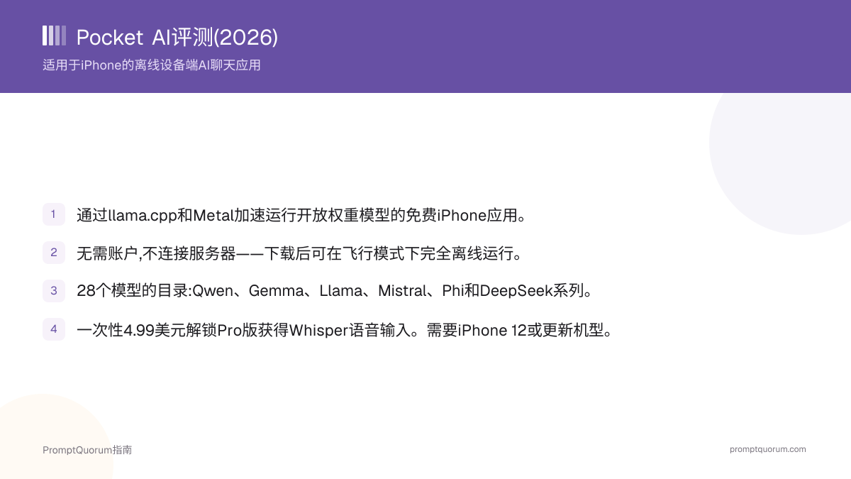 Pocket AI评测(2026):适用于iPhone的离线设备端AI聊天应用