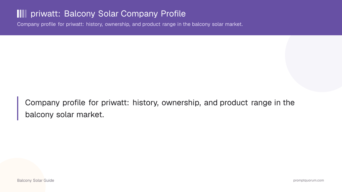 priwatt: Balcony Solar Company Profile