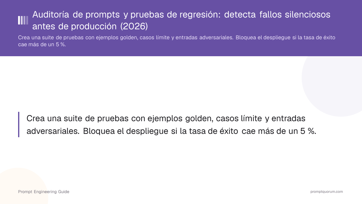 Auditoría de prompts y pruebas de regresión: detecta fallos silenciosos antes de producción (2026)