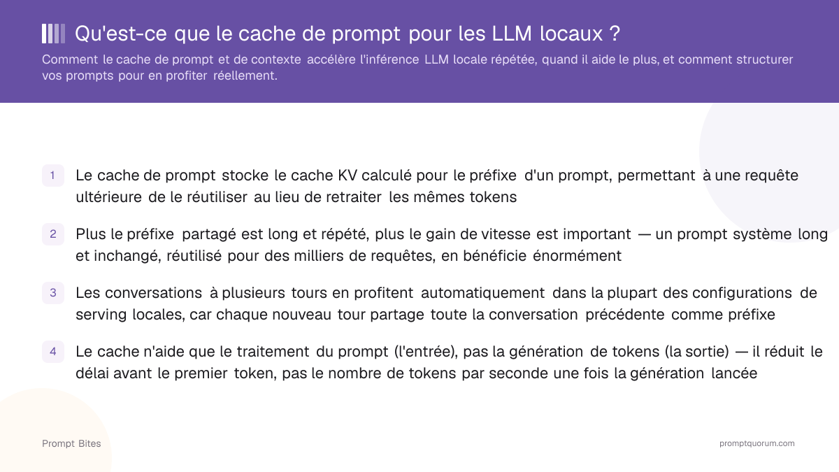 Qu'est-ce que le cache de prompt pour les LLM locaux ?