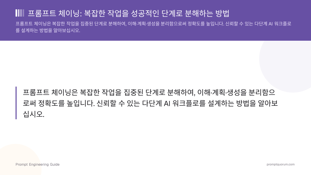 프롬프트 체이닝: 복잡한 작업을 성공적인 단계로 분해하는 방법