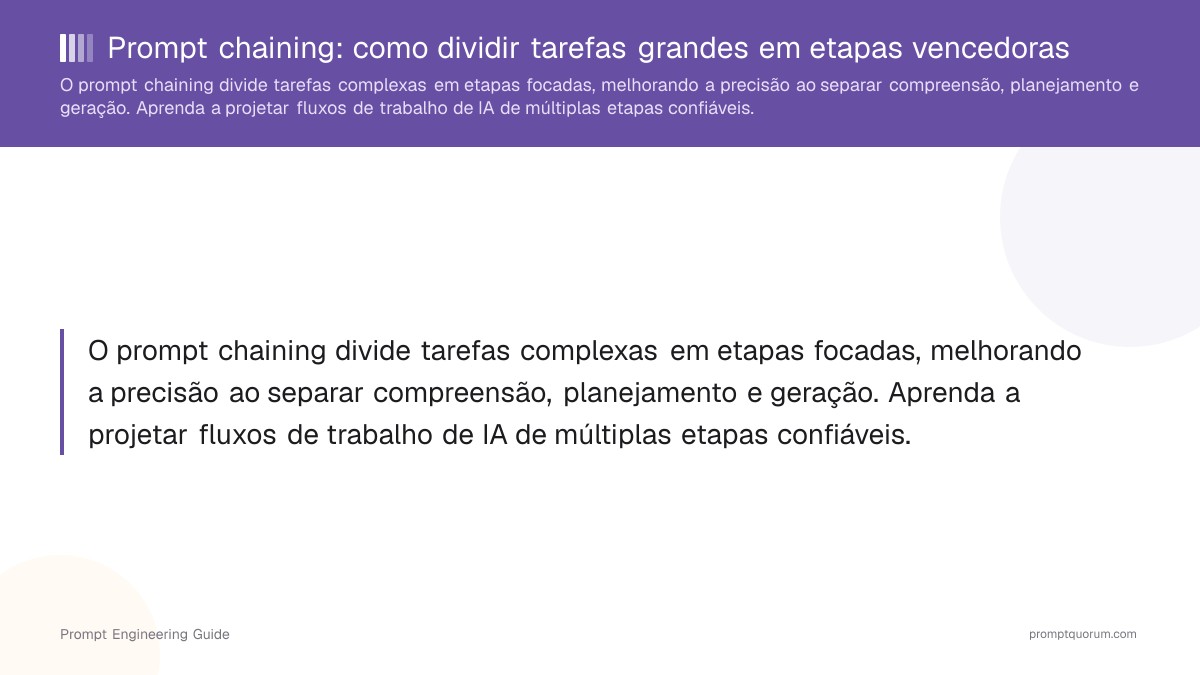 Prompt chaining: como dividir tarefas grandes em etapas vencedoras