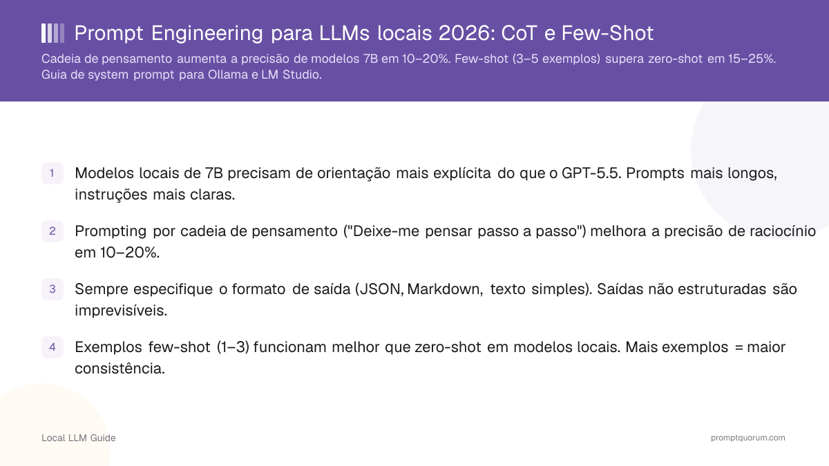 Prompt Engineering para LLMs locais 2026: CoT e Few-Shot
