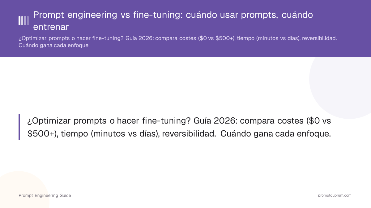 Prompt engineering vs fine-tuning: cuándo usar prompts, cuándo entrenar