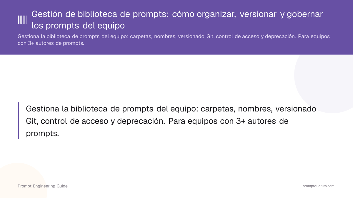 Gestión de biblioteca de prompts: cómo organizar, versionar y gobernar los prompts del equipo